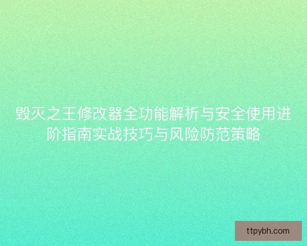 毁灭之王修改器全功能解析与安全使用进阶指南实战技巧与风险防范策略